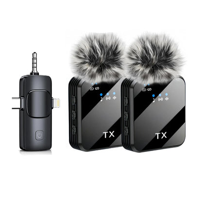 3-in-1 Wireless Lavalier Microphone – For Camera, iPhone & Android with Noise Reduction