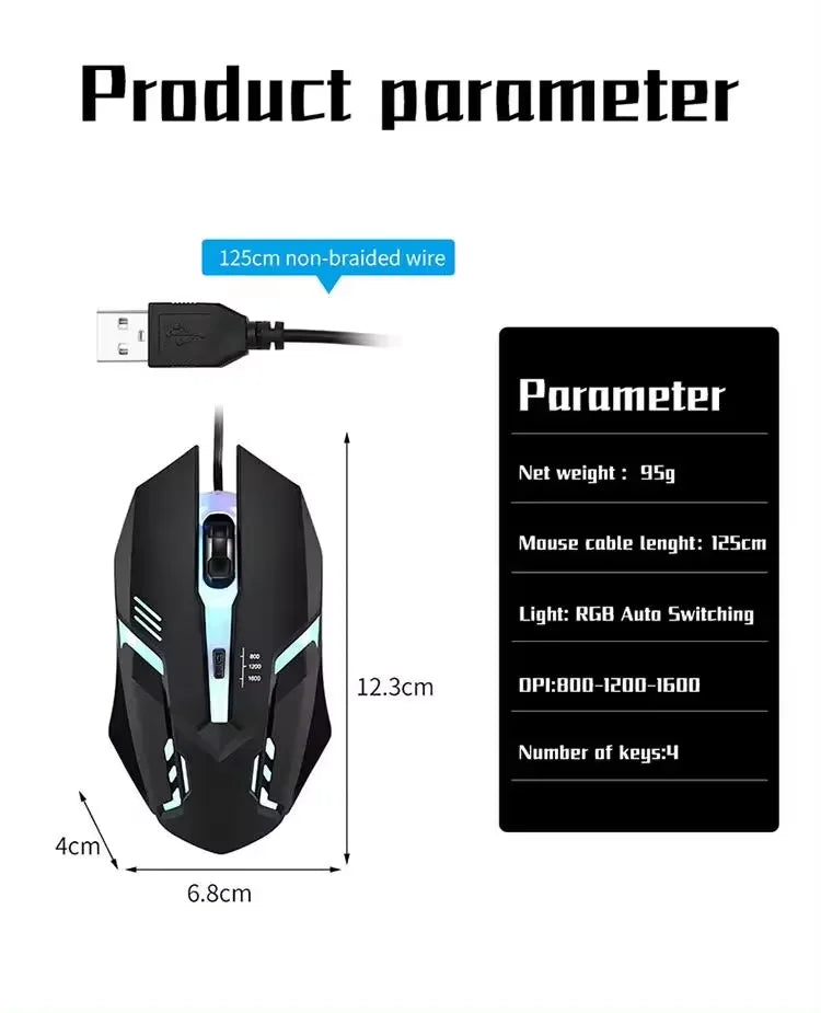 2025 ITLY M01 Sports Gaming Mouse – USB Wired with LED Luminous Backlit