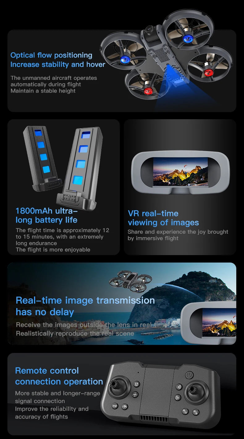 X226 Brushless Drone – Dual HD Camera, VR Control, Obstacle Avoidance, Optical Flow Hover