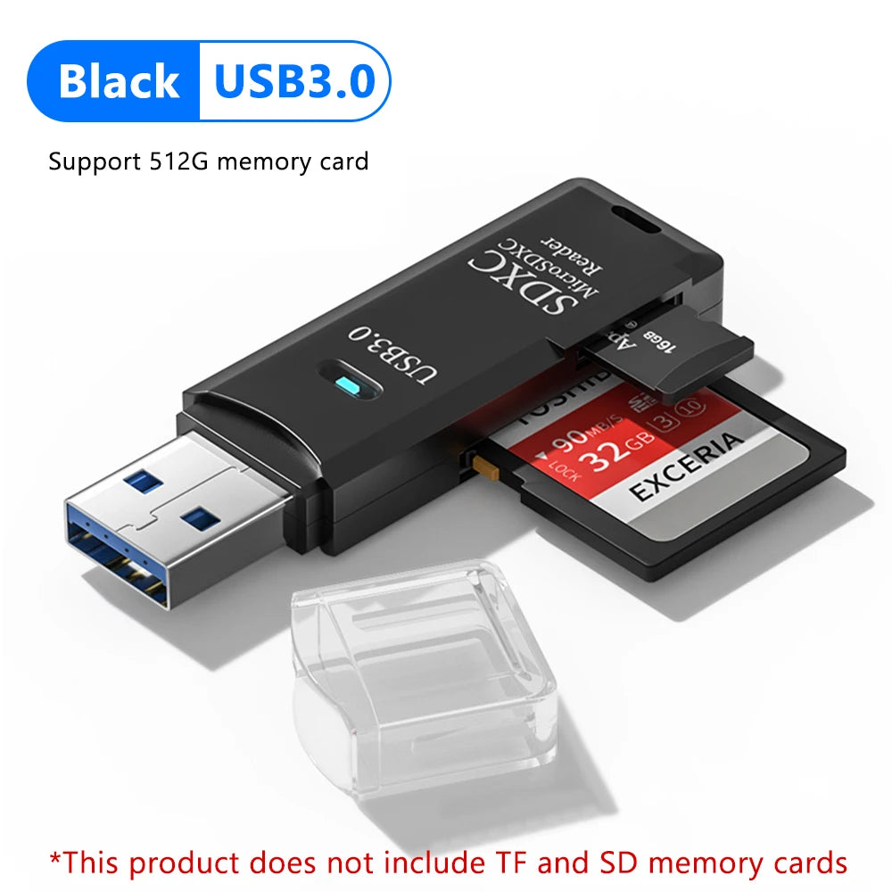 2-in-1 USB 3.0 Card Reader – SD & Micro TF High-Speed Adapter for PC & Laptop