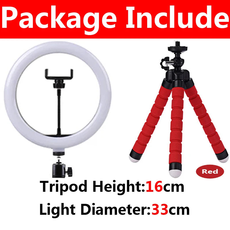 12-inch LED Ring Light with Tripod – USB Phone Ringlight for YouTube & TikTok