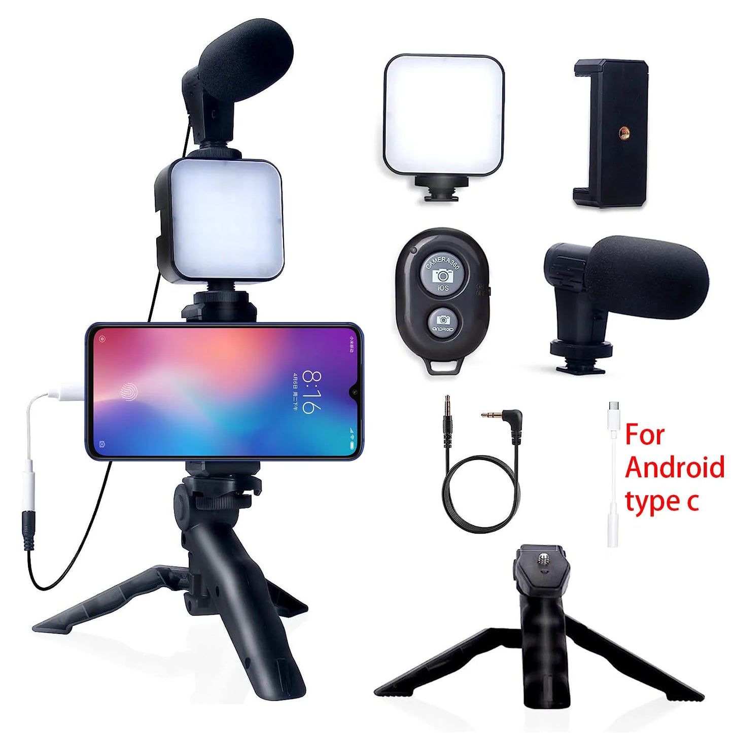 Vlogging Kit for iPhone & Android – Mini Tripod + Microphone for TikTok & YouTube