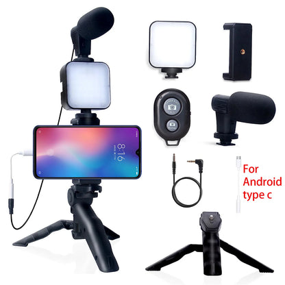 Vlogging Kit for iPhone & Android – Mini Tripod + Microphone for TikTok & YouTube
