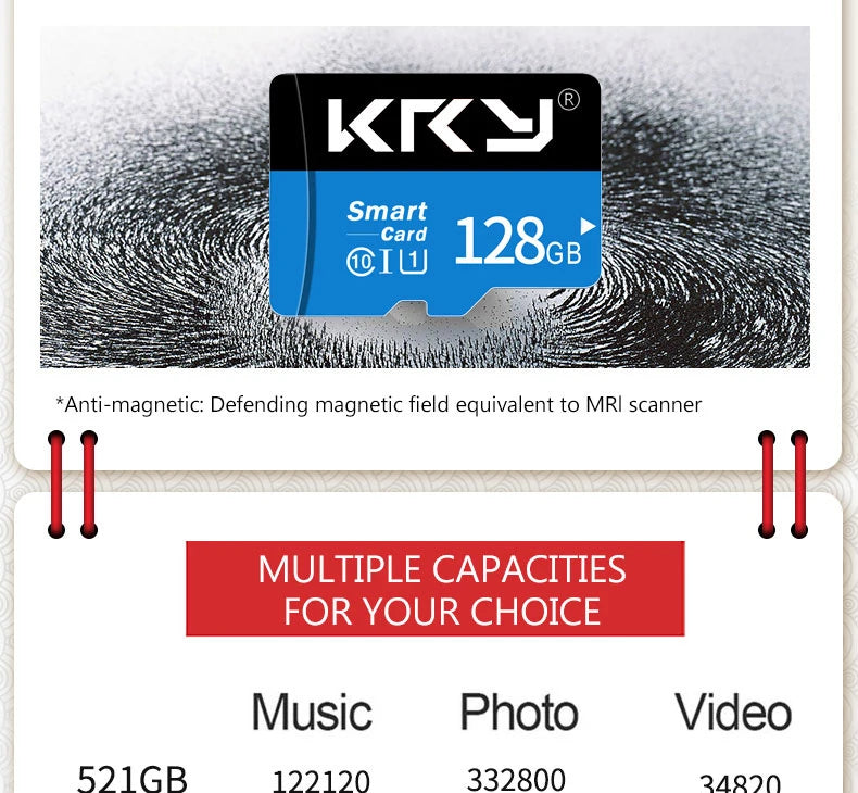 Micro SD/TF Memory Card – 32GB/64GB/128GB Class 10 Flash Card for Phone & Devices