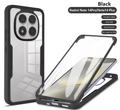 360° Full Body Shockproof Case for Redmi Note 14 Pro 5G – Transparent Cover with Screen Protector