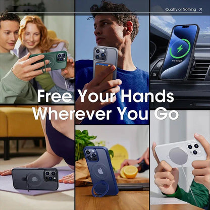 Matte Magnetic Ring Stand Case – Ultra Slim Cover for iPhone 17 Pro / Pro Max / Air