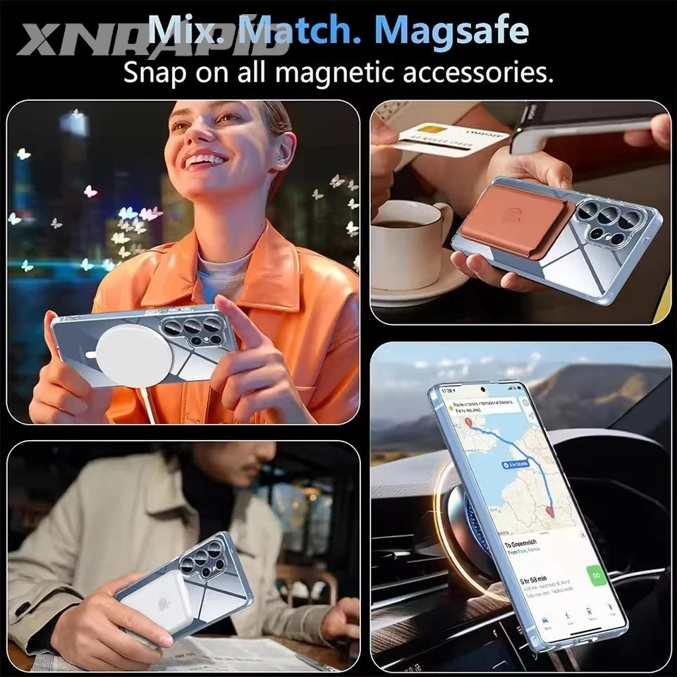 MagSafe Magnetic Wireless Charging Case – Clear Shockproof Cover for Galaxy S25 / S25+ / S25 Ultra