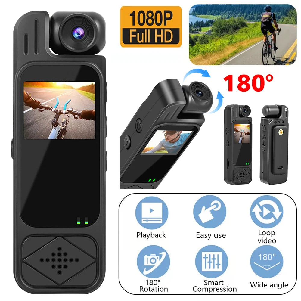 Mini Body Camera 1080P – HD Sports Cam with Infrared Night Vision & 1.3” Screen