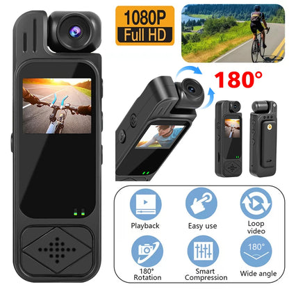 Mini Body Camera 1080P – HD Sports Cam with Infrared Night Vision & 1.3” Screen