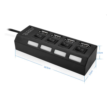 High-Speed USB 2.0 Hub 4/7 Ports – Splitter with LED & Power Switch for PC and Laptop
