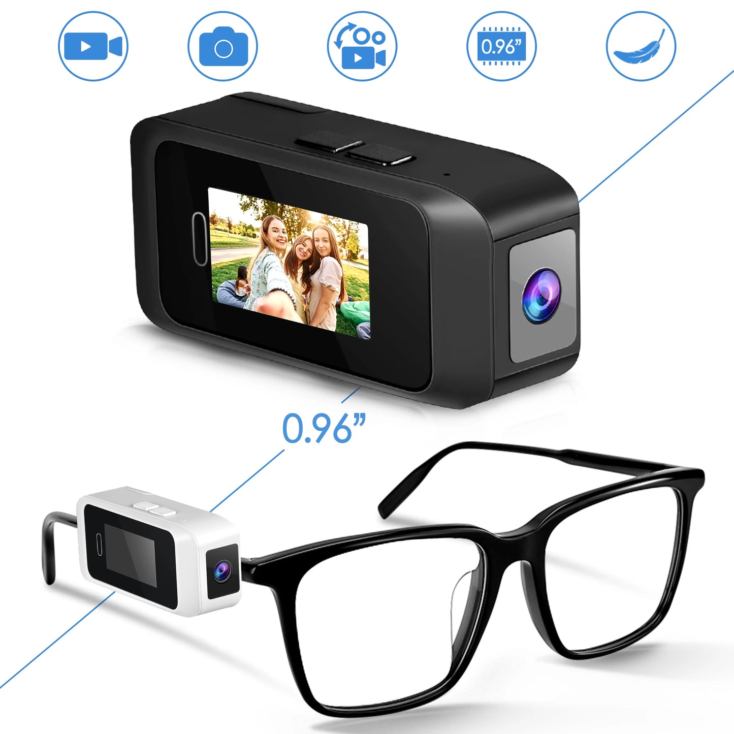 Wearable Glasses Camera 1080P – Mini Portable Video Recorder with Head-Mounted Design