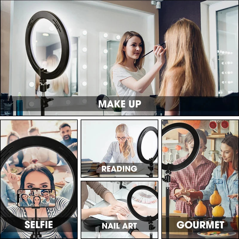 12-inch LED Ring Light with Tripod – USB Phone Ringlight for YouTube & TikTok