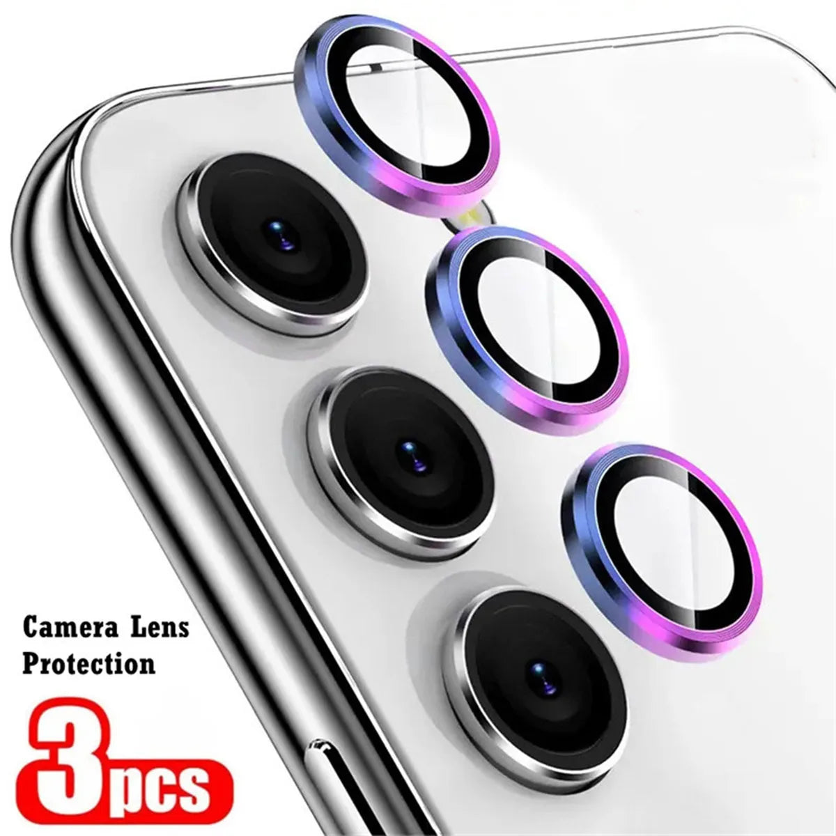 3Pcs Metallic Lens Protector Set – Full Camera Protection for Samsung Galaxy S25+, S23 FE, S24, A15, A35, A55"