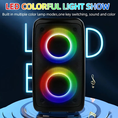 Bluetooth Speaker with Mic – Portable Karaoke Machine, FM, LED & TWS