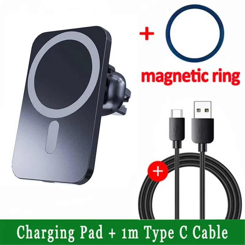 30W Magnetic Car Wireless Charger – Fast Charging Mount for iPhone with MagSafe