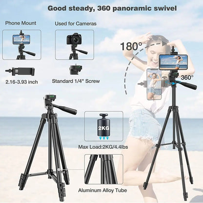 103cm Lightweight Tripod for Phone & Camera – Portable with Bluetooth Control & Desktop Stand
