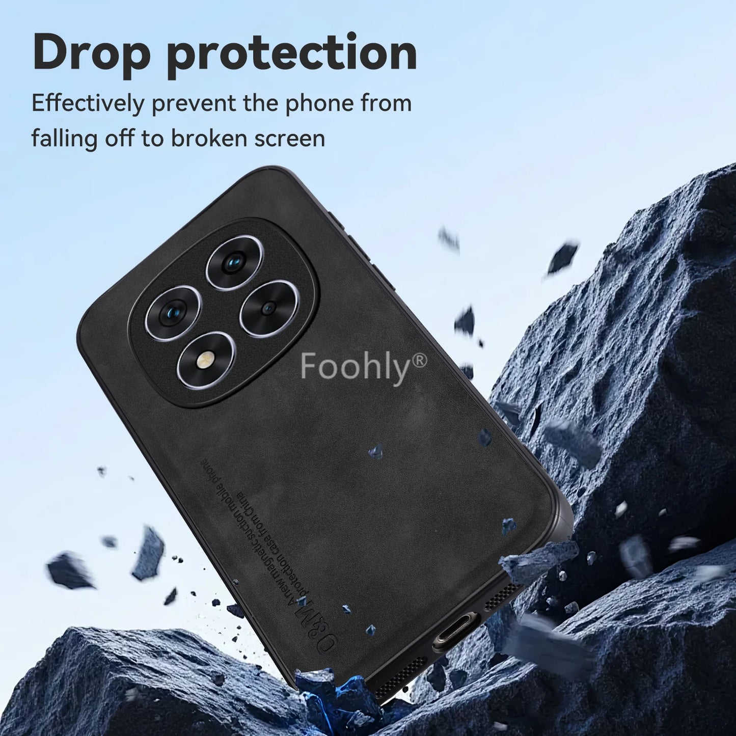 Nubuck Leather Magnetic Case – Shockproof Back Cover for Redmi Note 14 Pro / Pro Plus