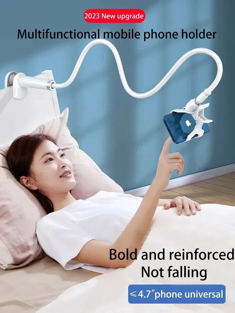 Lazy Flexible Gooseneck Phone Holder – Desktop & Bedside Clamp with Handle