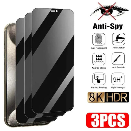 3Pcs Privacy Screen Protector For iPhone 17  Pro Max Anti-spy Protective Glass