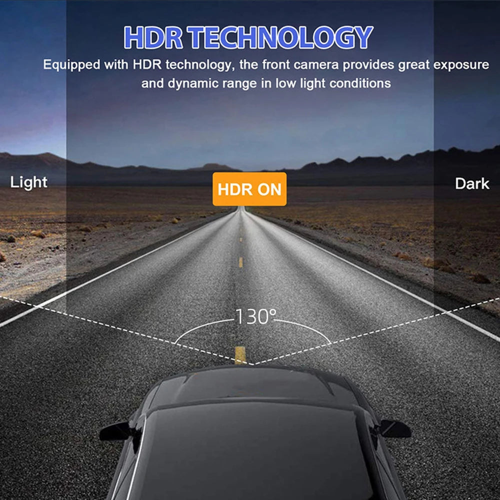 ash Cam with IR Night Vision, Loop Recording & 2" IPS Screen – 1080P Triple Camera Vehicle DVR