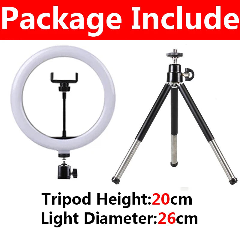 12-inch LED Ring Light with Tripod – USB Phone Ringlight for YouTube & TikTok
