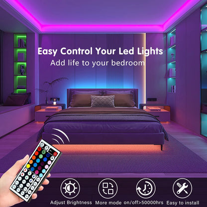 RGB LED Tape Lights 20m – 44-Key Remote for Wall, Home, and Party Decor