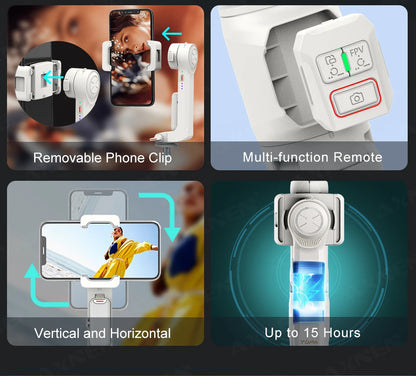 AXNEN A10 Smartphone Gimbal – Stabilizer with Fill Light, Tripod & Remote