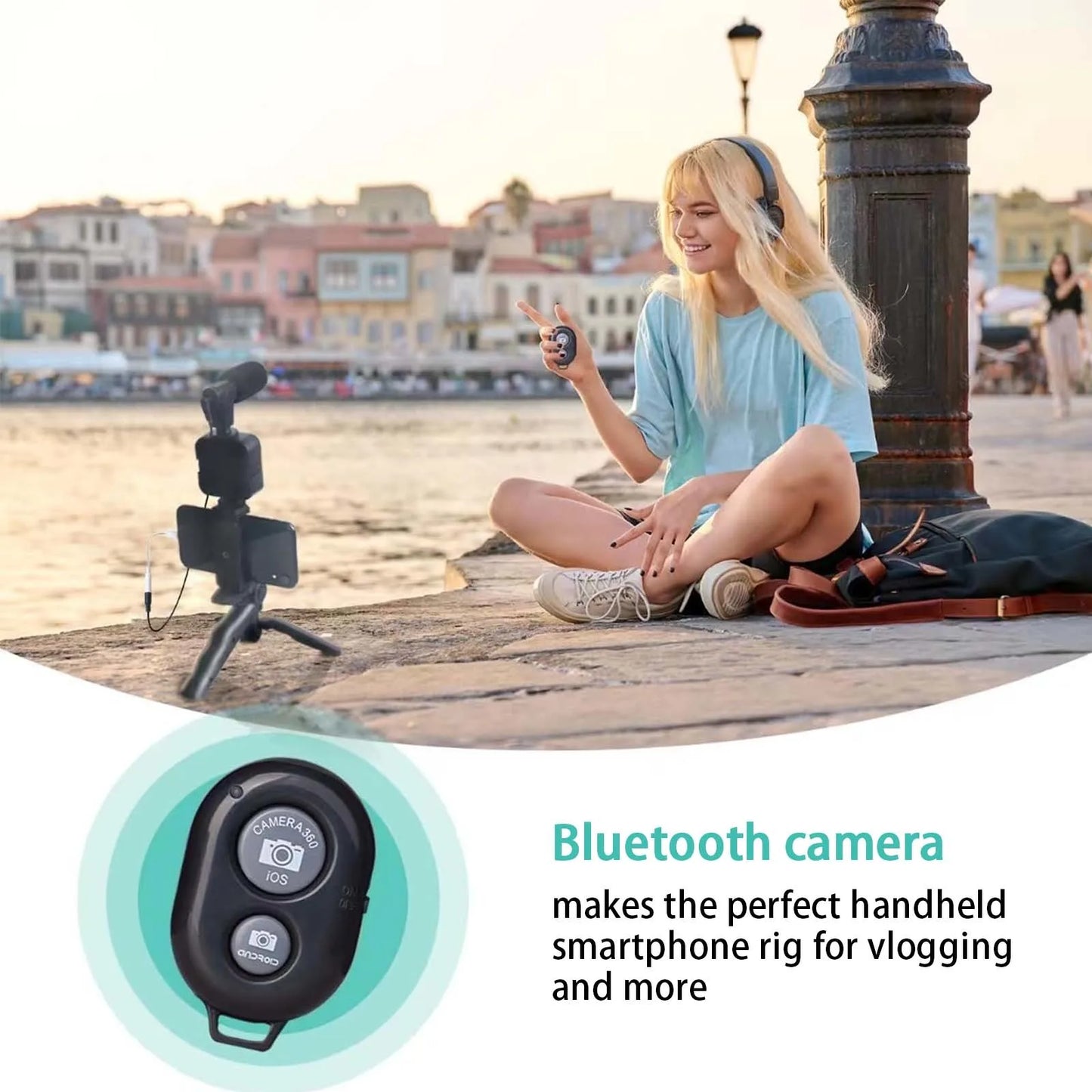 Vlogging Kit for iPhone & Android – Mini Tripod + Microphone for TikTok & YouTube