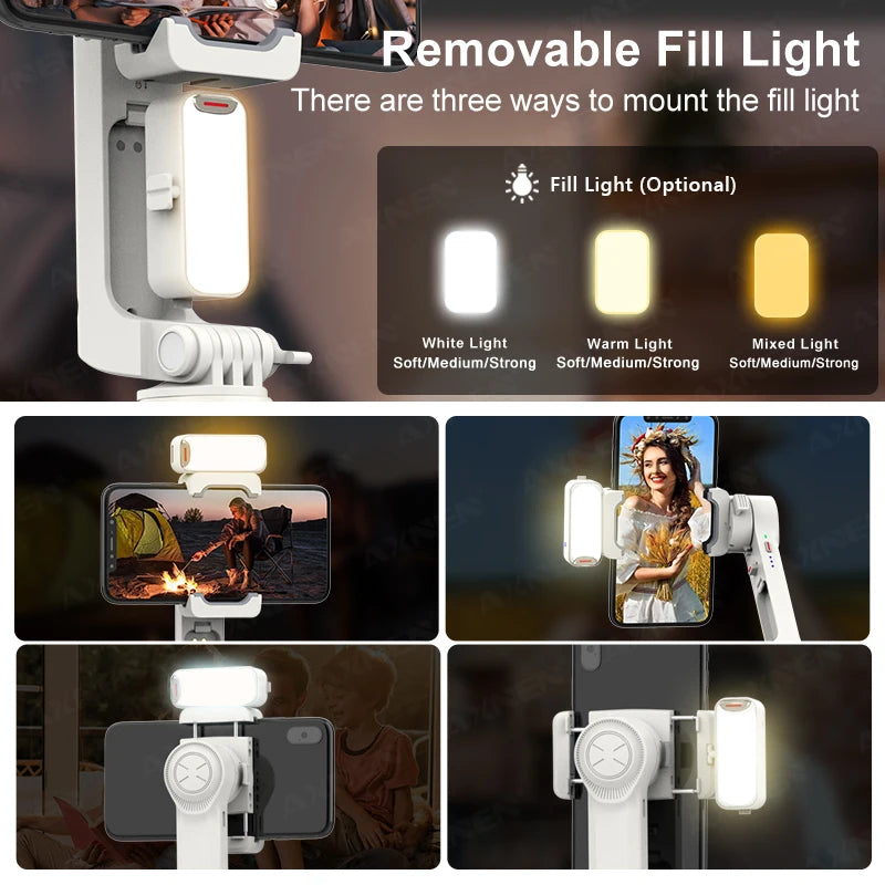 AXNEN A10 Smartphone Gimbal – Stabilizer with Fill Light, Tripod & Remote