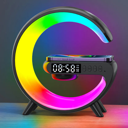 3-in-1 Wireless Charger Dock – RGB Wake-Up Light, Alarm & Bluetooth Speaker