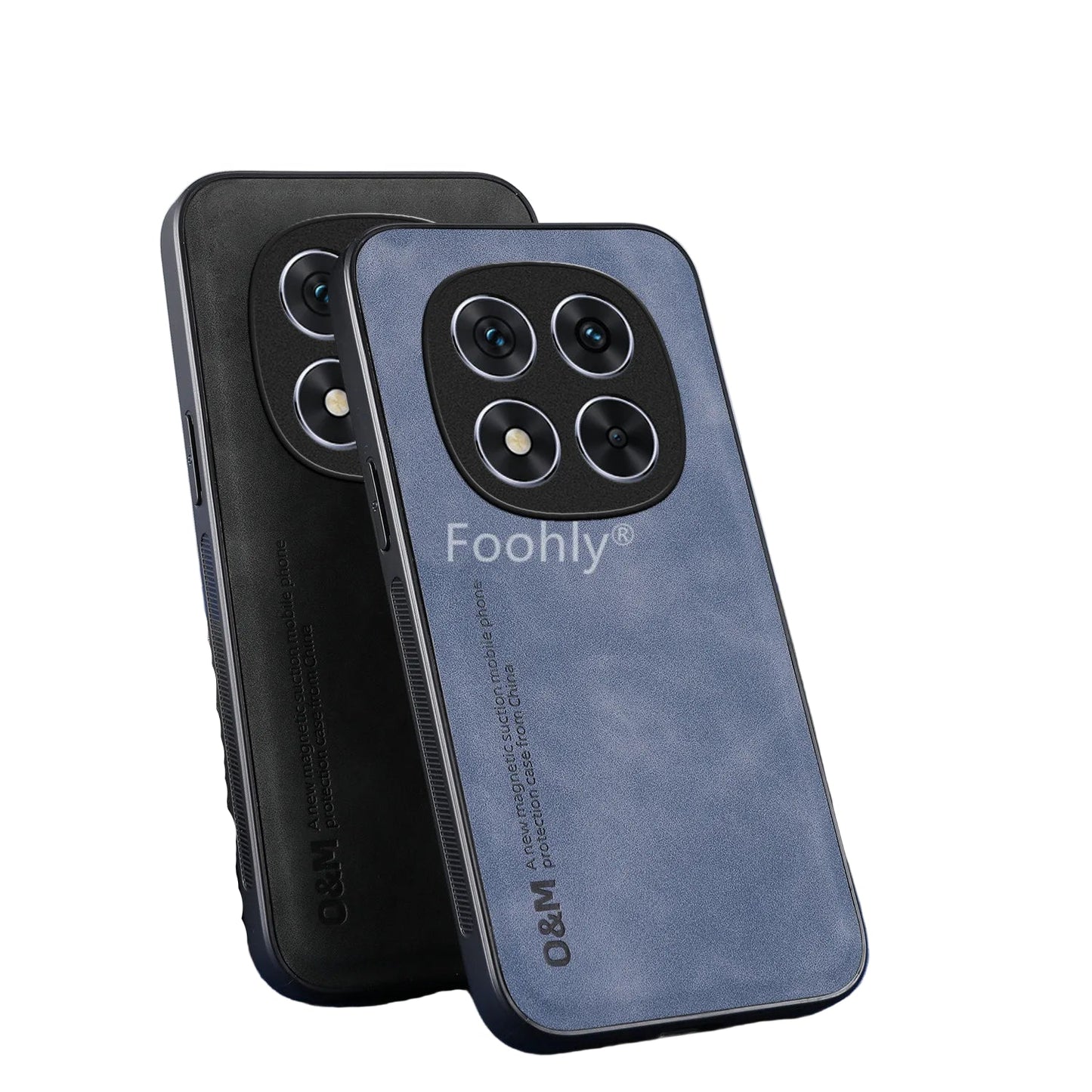 Nubuck Leather Magnetic Case – Shockproof Back Cover for Redmi Note 14 Pro / Pro Plus