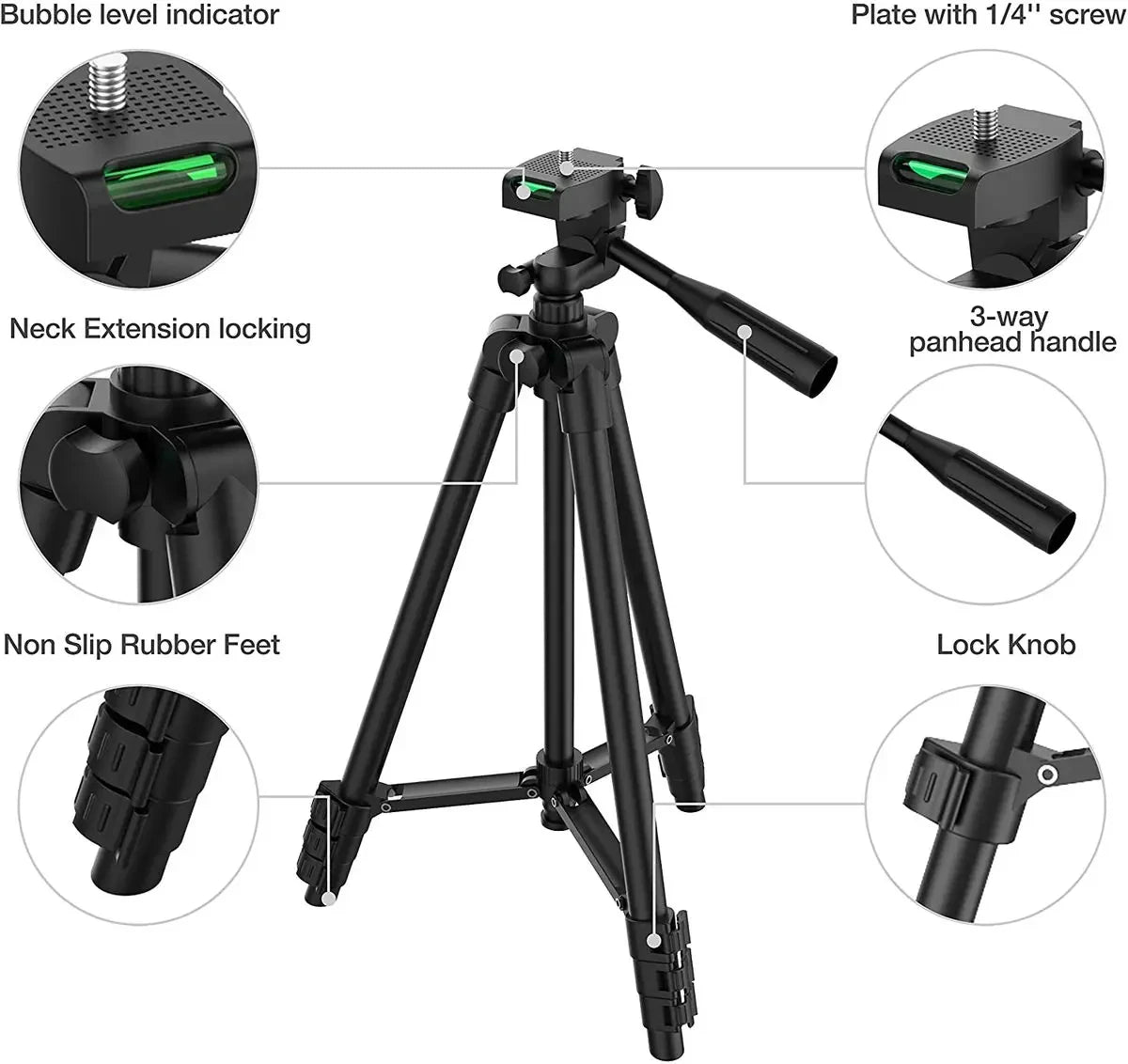 100cm Phone Tripod with Bluetooth Remote – Universal Stand for Video & Photography