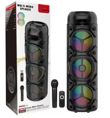 Bluetooth Stage Speaker 40W – Triple 8" Subwoofers, LED, Karaoke & Party Ready