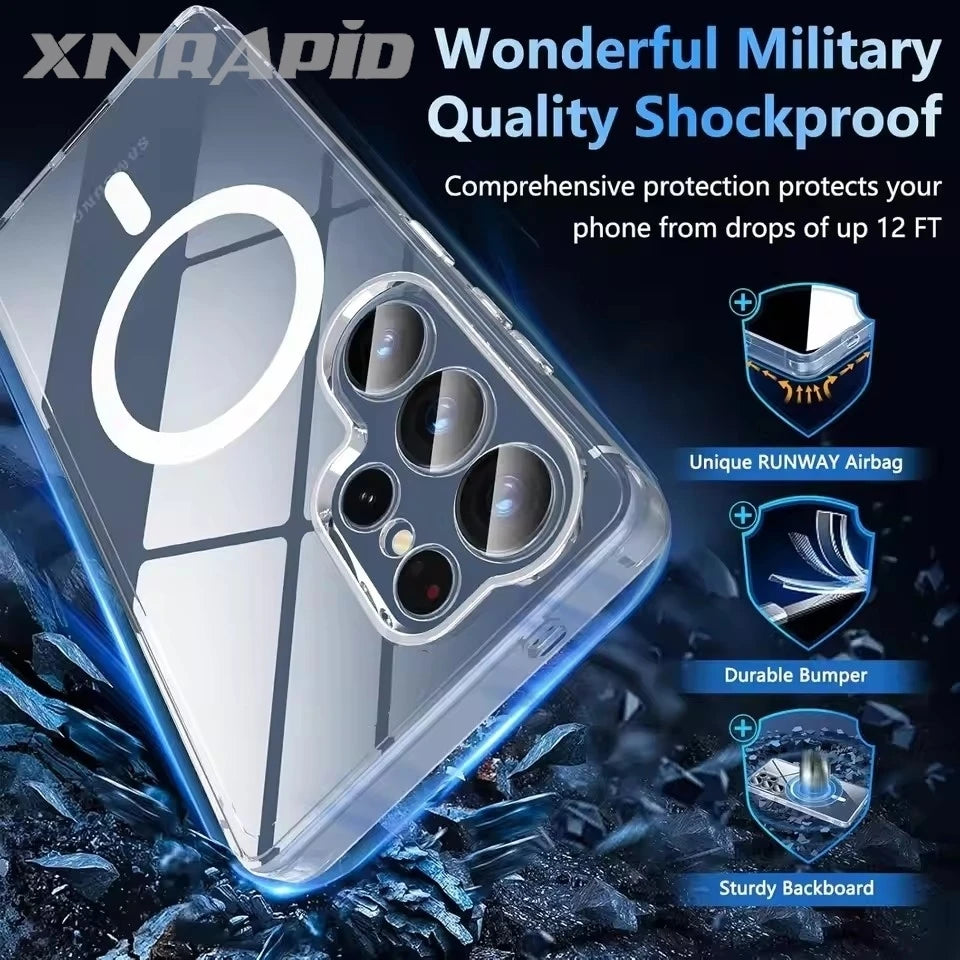 MagSafe Magnetic Wireless Charging Case – Clear Shockproof Cover for Galaxy S25 / S25+ / S25 Ultra