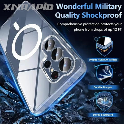 MagSafe Magnetic Wireless Charging Case – Clear Shockproof Cover for Galaxy S25 / S25+ / S25 Ultra