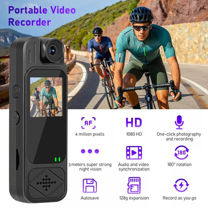 Mini Body Camera 1080P – HD Sports Cam with Infrared Night Vision & 1.3” Screen