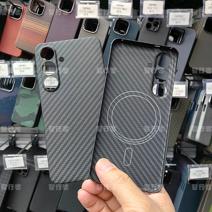 ZXKE Carbon Fiber Magnetic Case – Aramid Shell for Galaxy S23/S24/S25 Ultra, MagSafe & Car Mount Compatible