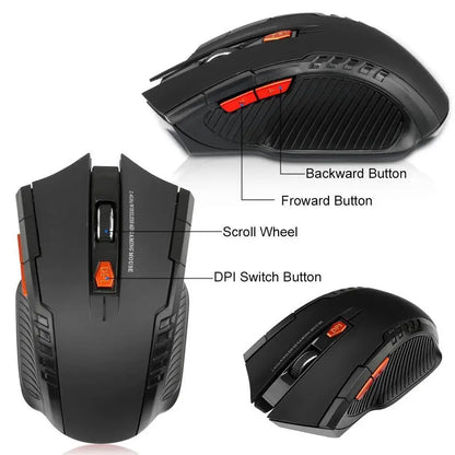 2.4G Wireless Gaming Mouse – 1600DPI, 6 Buttons, USB Receiver for PC & Laptop
