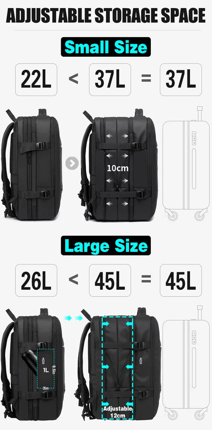 BANGE Travel & Business Backpack – Expandable, USB Charging, Waterproof, Fits 17.3” Laptop
