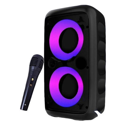 Bluetooth Speaker with Mic – Portable Karaoke Machine, FM, LED & TWS
