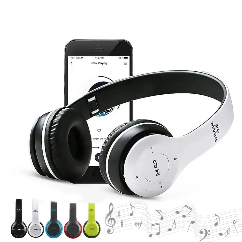P47 Wireless Bluetooth Headphones – Foldable HiFi Bass for Music & Gaming