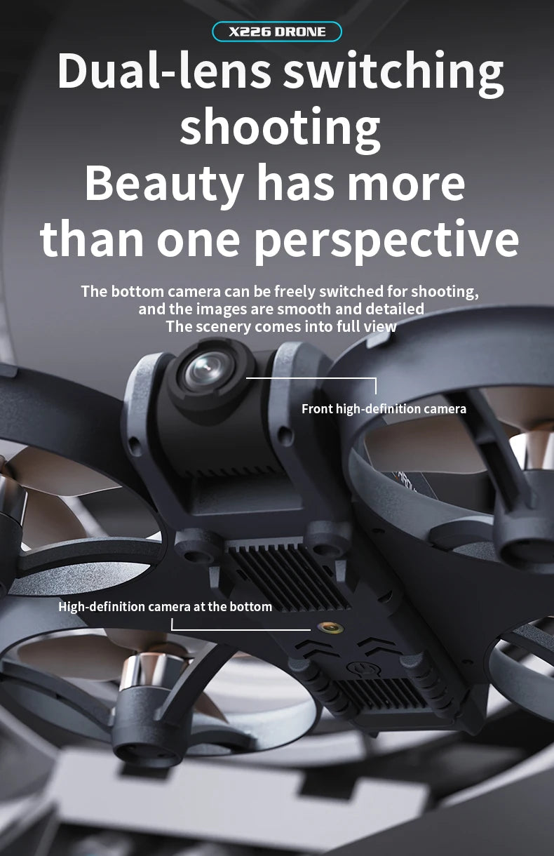 X226 Brushless Drone – Dual HD Camera, VR Control, Obstacle Avoidance, Optical Flow Hover