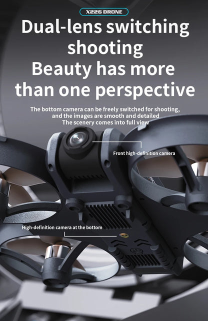 X226 Brushless Drone – Dual HD Camera, VR Control, Obstacle Avoidance, Optical Flow Hover