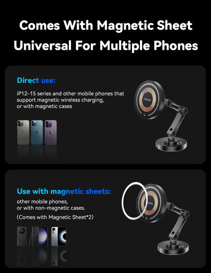 Essager Magnetic Car Wireless Charger – 15W Fast Charging Mount for MagSafe iPhone