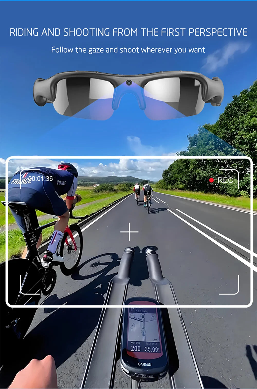 1080P HD Sports Camera Glasses – WiFi, 170° Wide Angle, Outdoor Action DV