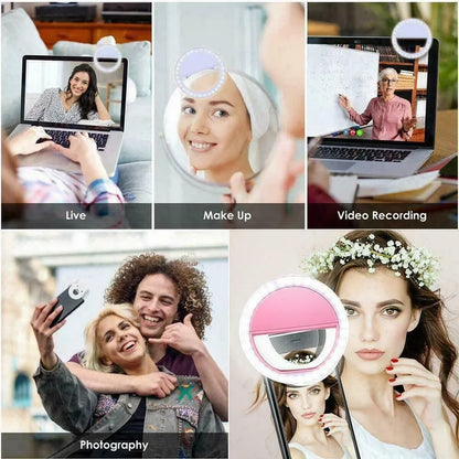 LED Ring Light for Selfies – USB Rechargeable for All Smartphones