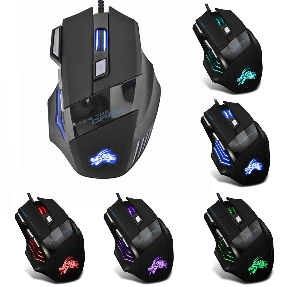 Smart wired USB gaming mouse, 7 buttons, backlit, ergonomic, 5500 DPI