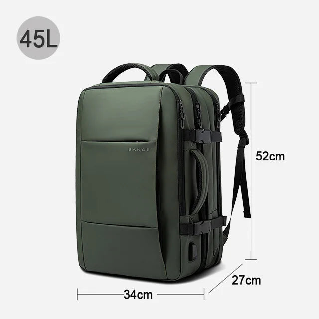 BANGE Travel & Business Backpack – Expandable, USB Charging, Waterproof, Fits 17.3” Laptop
