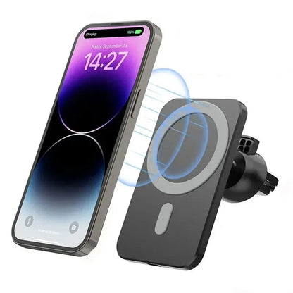 30W Magnetic Car Wireless Charger – Fast Charging Mount for iPhone with MagSafe