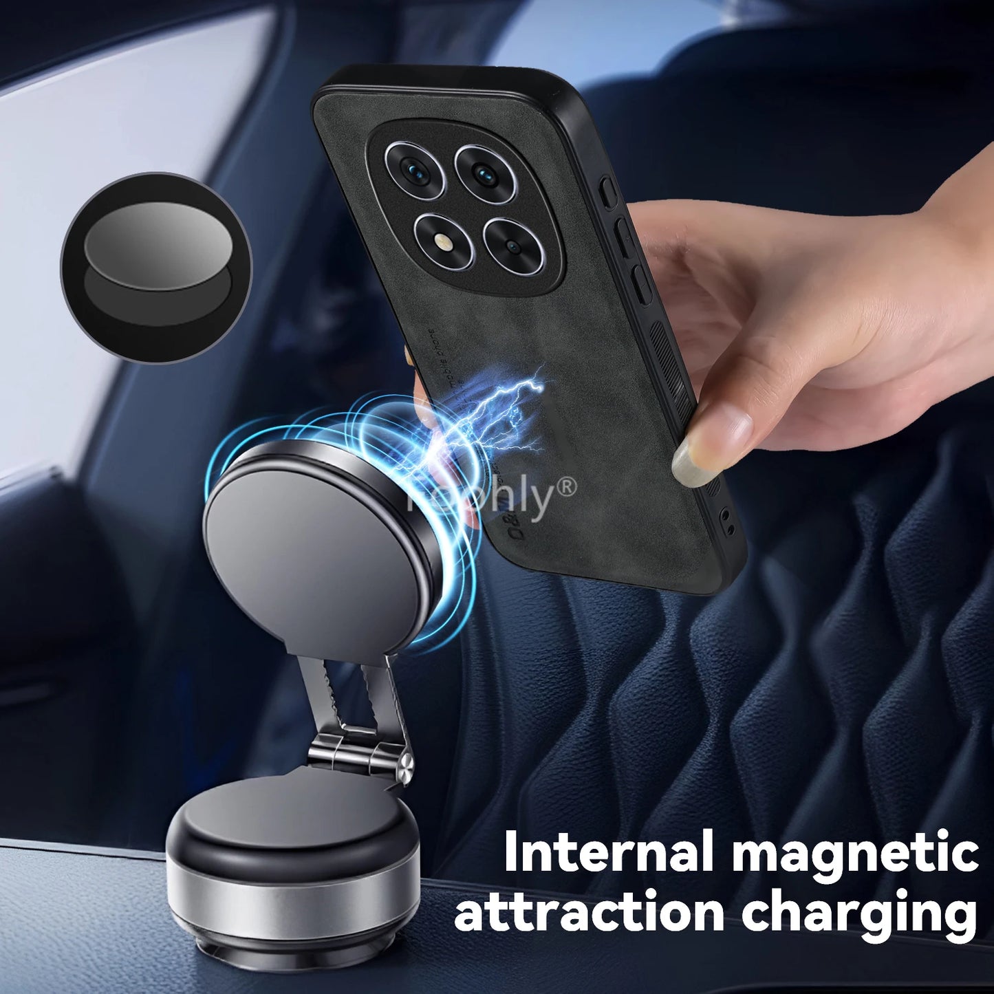 Nubuck Leather Magnetic Case – Shockproof Back Cover for Redmi Note 14 Pro / Pro Plus